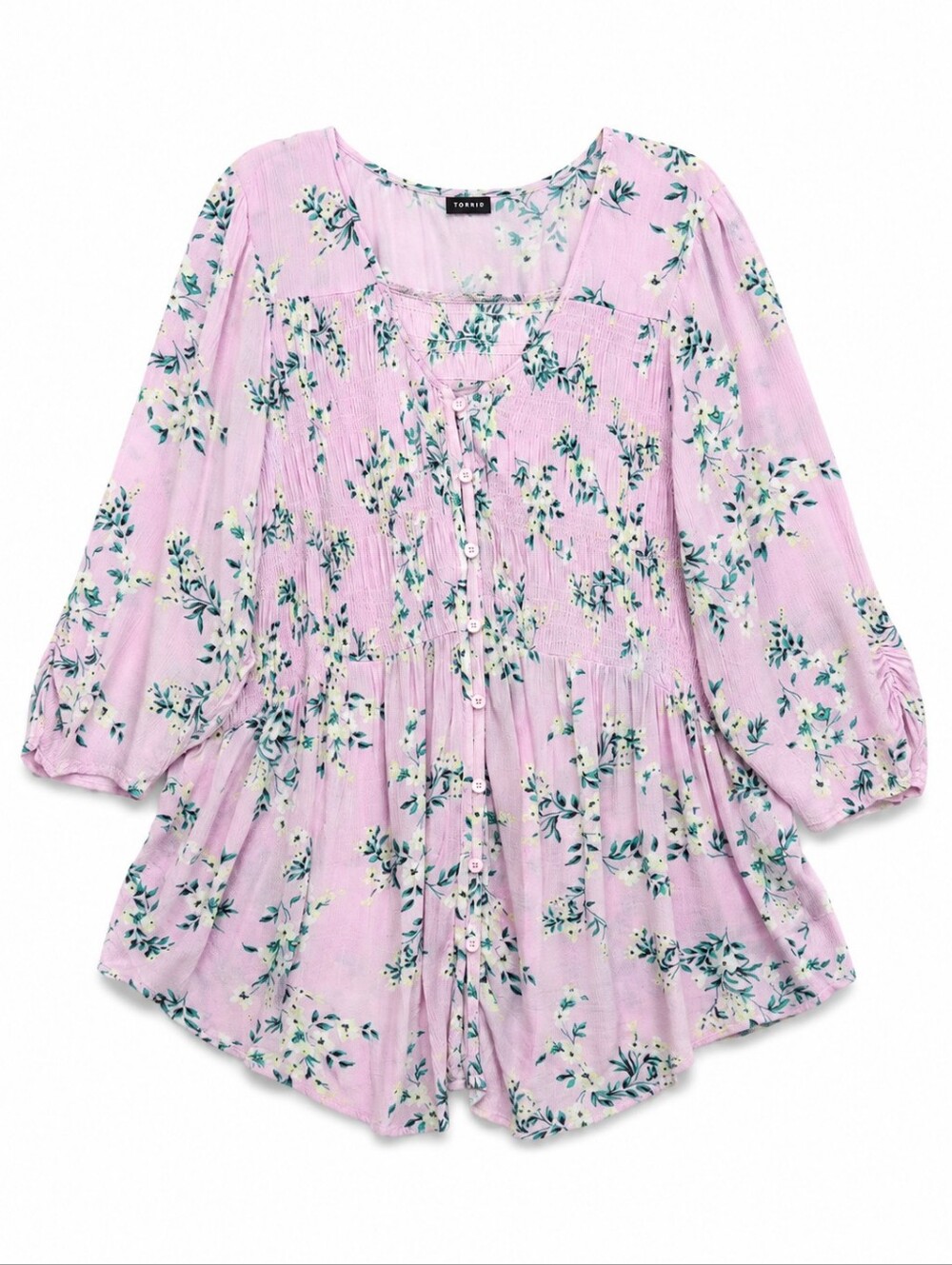Torrid Pink Lilac Floral Button-Front Dress